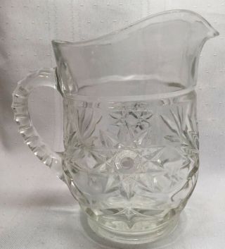 Starburst Small Crystal Glass Pitcher Creamer Clear 5.  5 " Small Vintage Juice