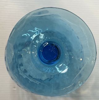 Vintage Italian Empoli ART GLASS BRANDY SNIFTER Optic Turquoise Blue 8.  5 