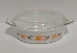 Vintage Pyrex Town & Country 2.  5 Qt Oval Casserole Dish With Glass Lid 045