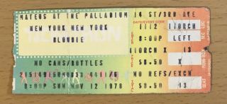 1978 Blondie Palladium York Concert Ticket Stub Debbie Harry Heart Of Glass