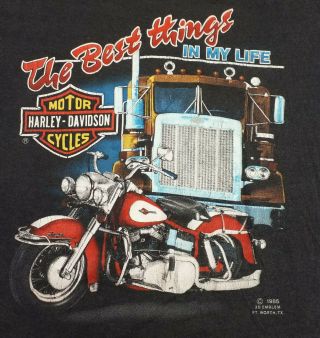 Vtg 1985 Harley Davidson 3d Emblem T Shirt " The Best Things In My Life " Usa