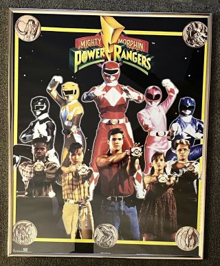 1994 Power Rangers Mighty Morphin Saban Vintage Framed Poster Partical Board