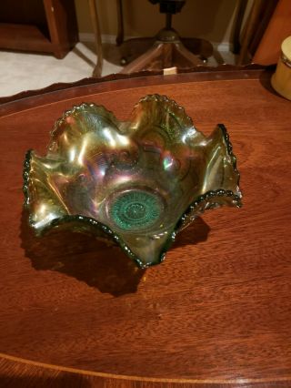 Vintage Fenton Iridescent Marigold Carnival Glass Candy Dish/bowl