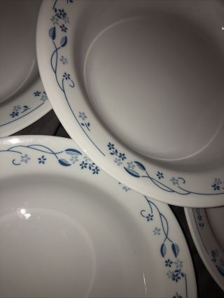 Corelle Provincial Blue Set of 6 Flat Rimmed Soup Pasta Bowls Blue Flowers L@@K 2