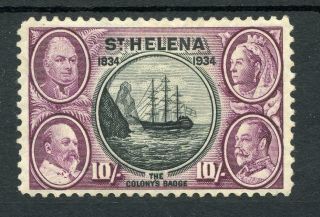 St Helena 1934 Centenary 10s Black And Purple Sg123 Mm