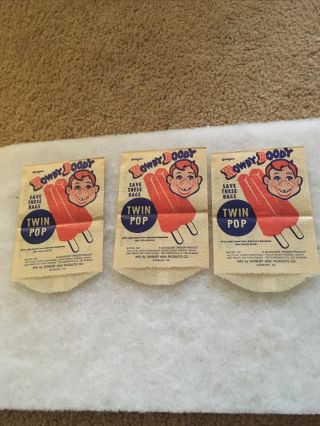 Vintage 1950’s Howdy Doody Twin Pop Popsicle Wrappers - 3