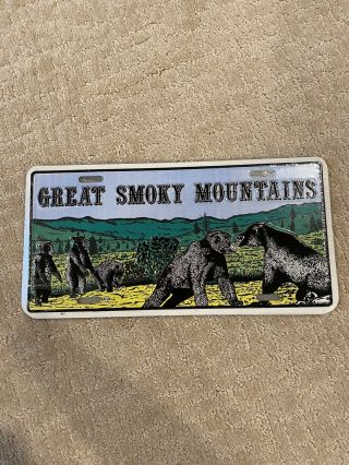 Great Smoky Mountains Metal License Plate Tag Black Bears Nc Tn