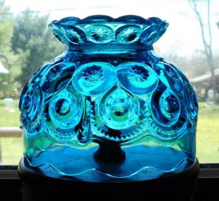 Vintage Le Smith Colonial Blue Glass Moon And Stars Lampshade 4.  5 