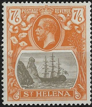St.  Helena 1922 Kgv 7/6 Sg 111 Grey - Brown & Yellow - Orange Fine