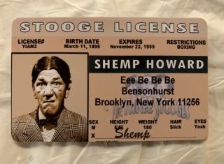 Shemp Howard Magnet The Three Stooges Novelty Drivers License Id Card Moe Curly