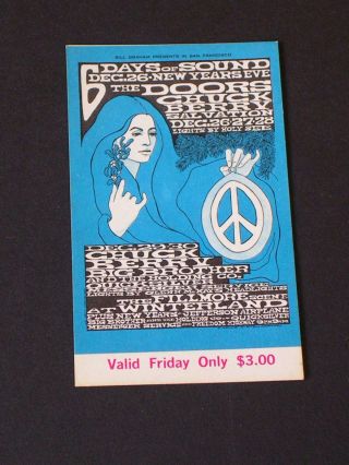 The Doors Psychedelic Fillmore Ticket By Bonnie Maclean Bg099