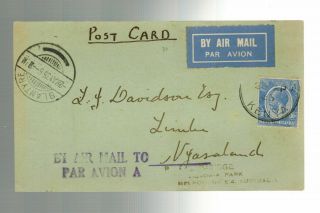 1935 Nairobi Kenya Kut Imperial Airways Postcard Cover To Blantyre Nyasaland