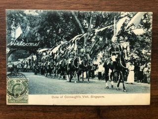 Singapore Old Postcard Duke Of Connaught Visit To India Ocean Reunion 1908