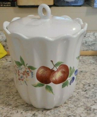 Corelle Chutney Flour Canister W/ Lid Jay Imports Apple Pear Flowers Fruit