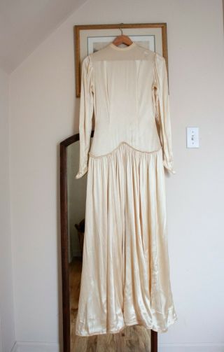 Vintage Art Deco 1930s 30s 1940s 40s Ivory Silk Satin Wedding Evening Dress Gown