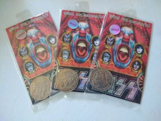 L@@k Kiss Gene Simmons Commemorative Coins (3) Psycho Circus Tour 1998 Rare