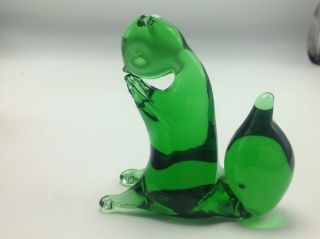 Kanawha Art Glass Squirrel Green Hand Crafted Animal Figurine West Virginia