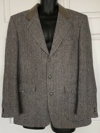Vintage Harris Tweed Dunn Co Wool Norfolk English Hunting Jacket Corduroy 40r