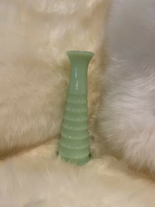 Vintage Jadeite Jeanette Glass Art Deco 6 " Bud Vase Ribbed/ Ringed 1930 
