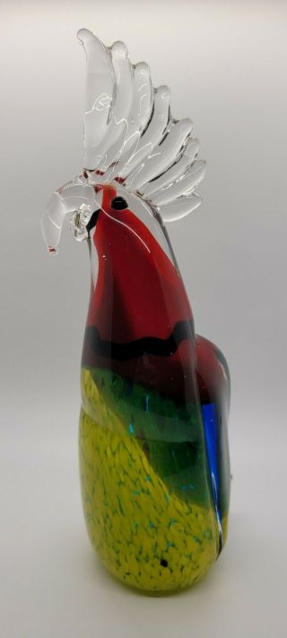 Estate Colorful Art Glass Parrot Cockatoo Bird 12 " Sculpture Figurine
