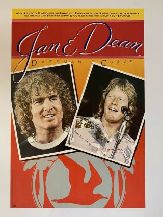 1979 Jan & Dean Dead Man’s Curve Promotional Rock Poster 20” X 30” Surf