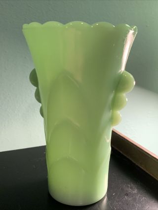 Vintage Small Jadeite Green Milk Glass Deco Vase Anchor Hocking? Fire King?