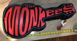 Vintage Monkees Unique Guitar Shaped Satin Pillow 1998 Rhino Spencer’s Gifts Tag