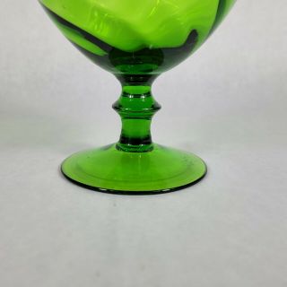 Vintage Green Italian Empoli Spiral Optic Glass Brandy Snifter Vase 8 
