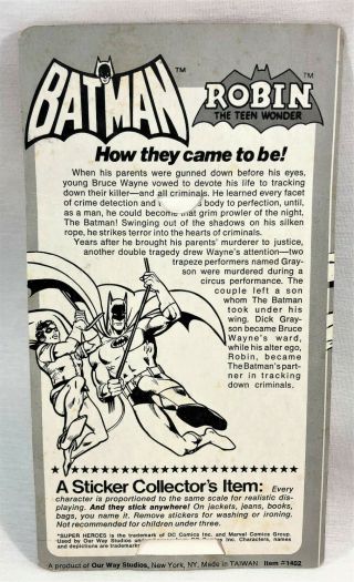 Batman & Robin 1981 DC Comics Heroes Puffi Stickers Puffy MOC 2