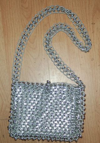 Vintage Crown Lewis Chainmail Silver Metal Link Designer Handbag Purse
