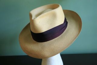 Stunning Vintage 50s Dobbs Panama Straw Hat,  7 Fits To 7 1/8th