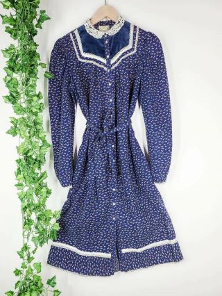 Gunne Sax Vintage Prairie Cotton Core Dress Size 13