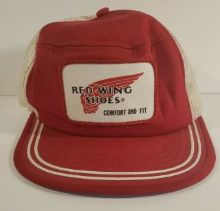 Vintage Red Wing Shoes Mesh Snap Back Trucker Hat U.  S.  A.  Size Medium