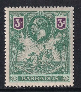Barbados - 1912 3/ - Green & Violet.  Mnh Sg180