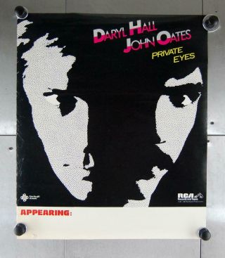 Vtg Daryl Hall John Oates Private Eyes Music Rca Poster 1981 Rock 22 " X 26 " B