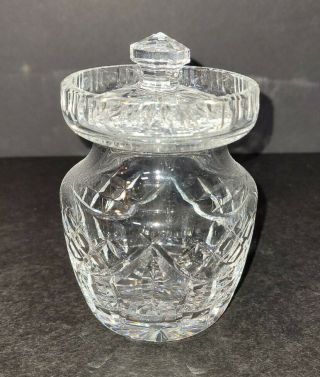 Honey Jam Jelly Mustard Condiment Jar & Lid Lead Crystal Glass Signed Waterford