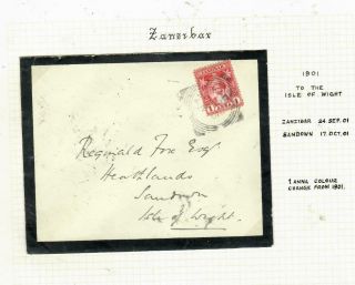 Zanzibar Cover (p3004w) 1901 Old Sultan 1a Mourning Cover To Isle Of Wight