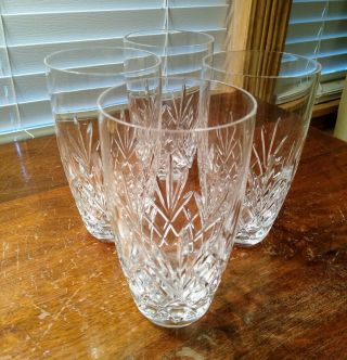 Set Of Four Vintage Lead Crystal Vertical Cut Tapered Tumbler Highball Glasses