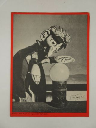 Vintage 1940s Cbs Puppet Show Lucky Pup Press Fan Autograph Foodini Photograph