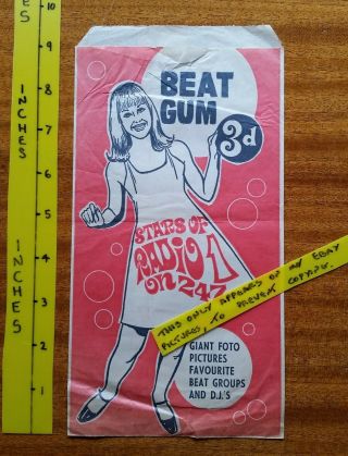 Stars Of Radio 1 On 247 Beat Gum Monty Gum Wrapper For Pop Posters 1960 