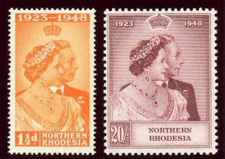Northern Rhodesia 1948 Kgvi Silver Wedding Set Complete Mnh.  Sg 48 - 49.  Sc 48 - 49.