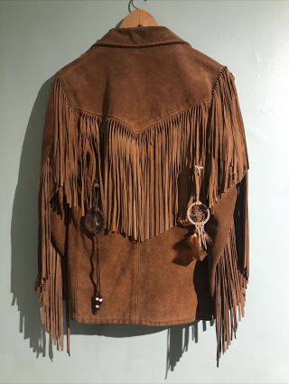 Vintage Schott NYC Western Suede Leather Fringe Jacket Cowboy Western Size 8 2