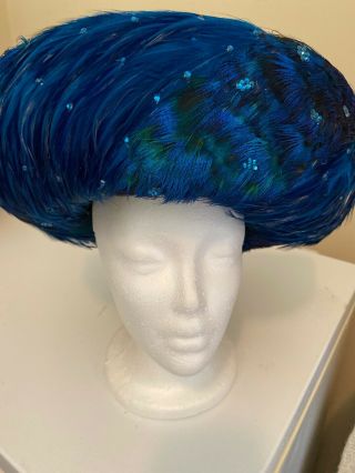 Peacock Teal Rhinestone George Zamau’l Dress Hat