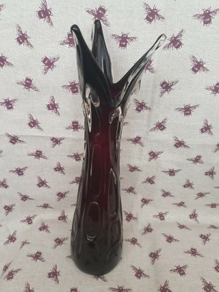 Vintage Murano Art Glass Vase Ruby Red Lovely