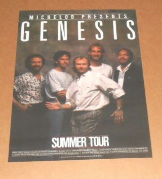 Genesis Michelob Presents Summer Tour Poster 1987 Promo 19x13.  5 Phil Collins