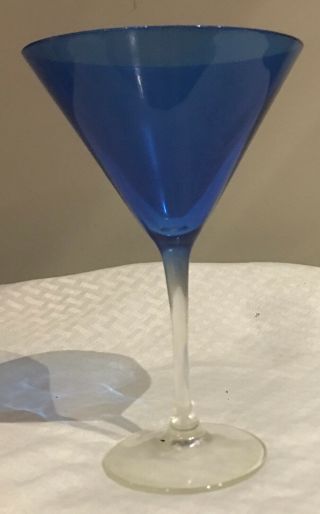 Vintage Crate & Barrel Blue Martini Glasses 8 Oz.  Set Of 3