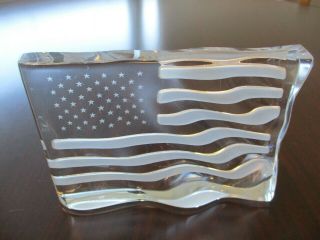 Lenox Full Lead Crystal Patriotic American Flag Paperweight