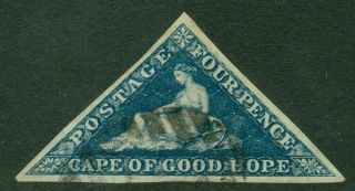 Sg 19c Cape Of Good Hope 1863 - 64.  4d Steel Blue.  Very Fine,  Full Margins.