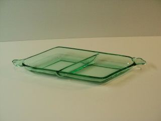 Vintage Green Depression Glass,  Divided Relish Tray.