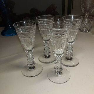 Vintage Libbey Rock Sharpe 2002 With Cutting - Four 5 1/4 " Sherry Glasses